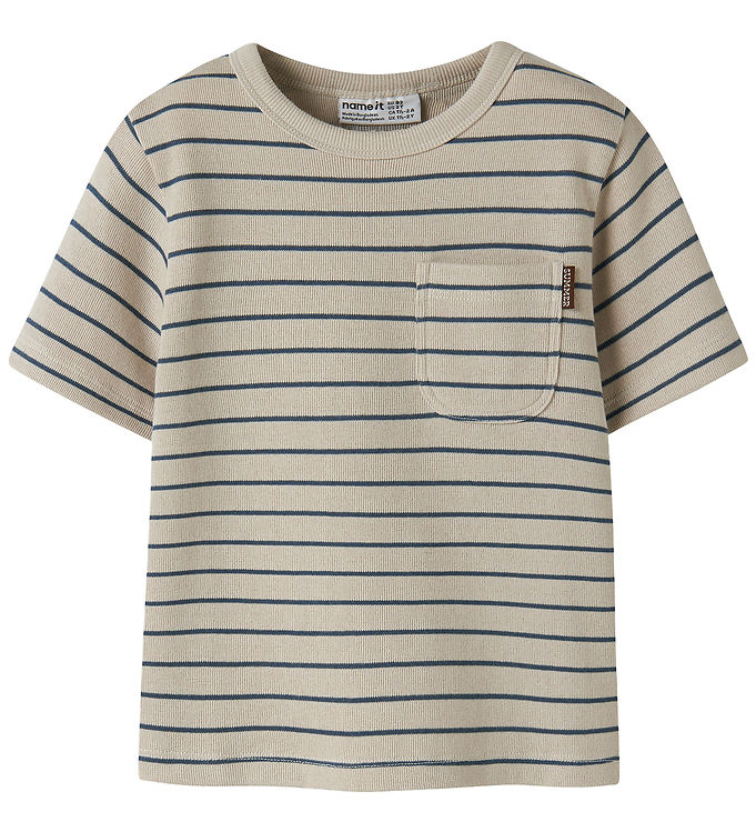 Name It Hakan - Børn T-shirt - Beige/Blå - 98