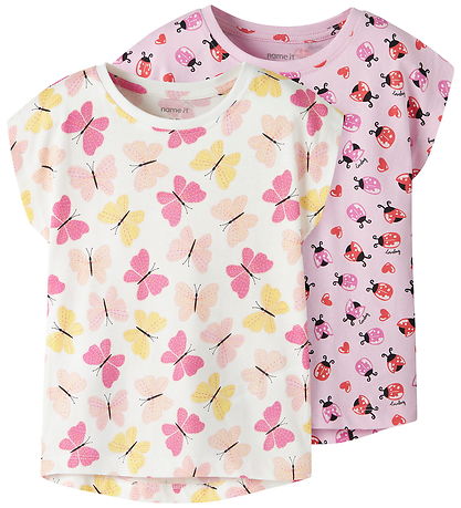 Name It T-shirt - 2-pak - NmfVigga - Bright White/Pirouette