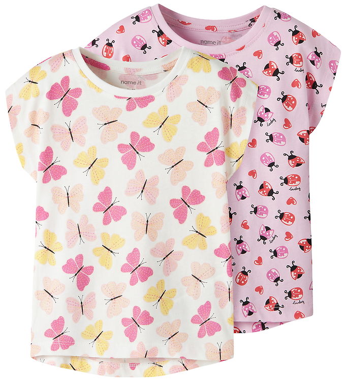 Name It T-shirt - 2-pak - NmfVigga - Bright White/Pirouette
