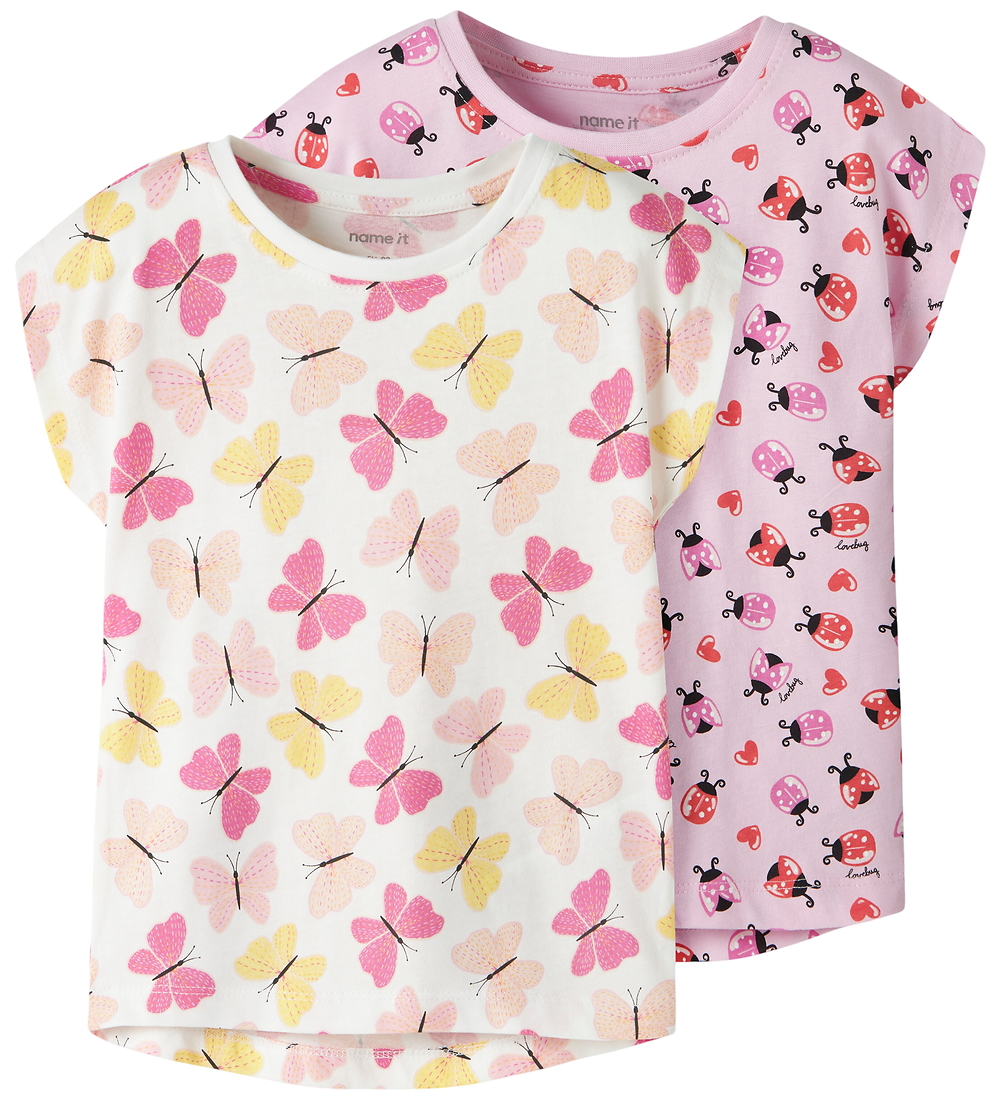 Name It T-Shirt - 2-pack - NmfVigga - Bright White/Pirouette - Name It - 2 jaar (92) - T-Shirts