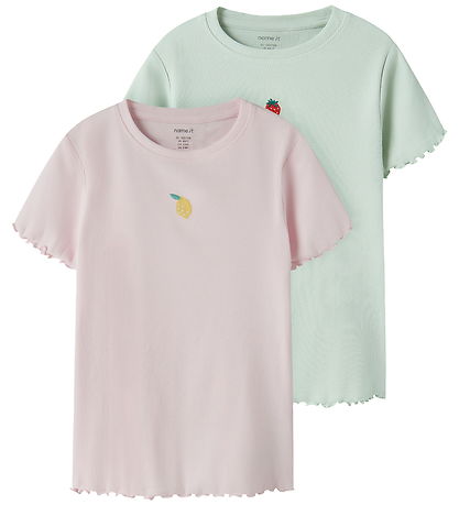 Name It T-shirt - Rib - 2-pak - NkfVivemma - Pale Aqua/Cradle Pi