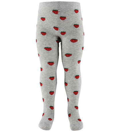Fuzzies Tights - Light Grey w. Strawberry