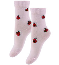 Fuzzies Socks - 2-Pack - Soft Pink w. Ladybugs