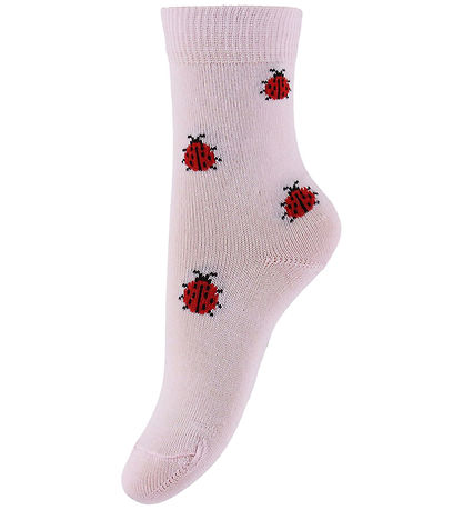 Fuzzies Strømper - 2-pak - Soft Pink m. Mariehøns