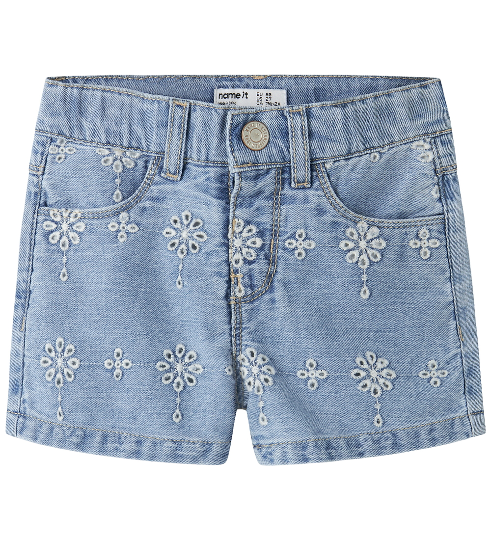 Name It Shorts - NmfRose - Light Blue Denim/Anglaise - Name It - 7 Jahre (122) - Shorts