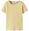Lil' Atelier T-shirt - Rib - NmfHaldis - Sunlight m. Hulmønster