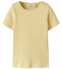 Lil' Atelier T-shirt - Rib - NmfHaldis - Sunlight m. Hulmønster