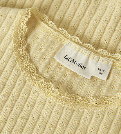 Lil' Atelier T-shirt - Rib - NmfHaldis - Sunlight m. Hulmønster