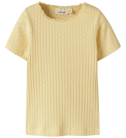 Lil' Atelier T-shirt - Rib - NmfHaldis - Sunlight m. Hulmønster