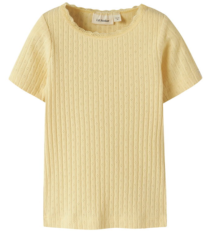 Lil' Atelier T-shirt - Rib - NmfHaldis - Sunlight m. Hulmønster billede
