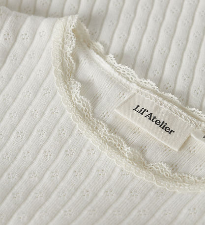 Lil' Atelier T-shirt - Rib - NmfHaldis - Coconut Milk m. Hulmøns