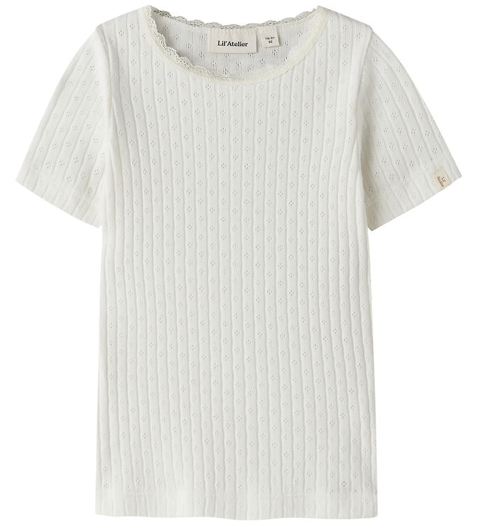 Lil' Atelier T-shirt - Rib - NmfHaldis - Coconut Milk m. Hulmøns billede
