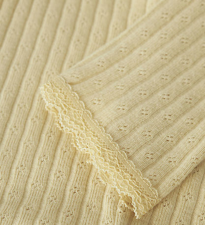 Lil' Atelier Leggings - Rib - NbfHaldis - Sunlight m. Hulmønster