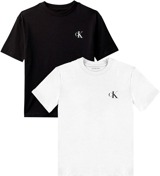 Calvin Klein T-shirts - 2-pak - Monogram - Bright White/Sort