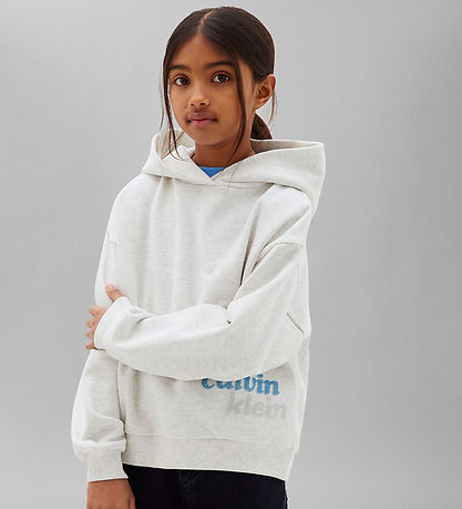 Calvin Klein Hættetrøje - Terry - Snow Heather Grey