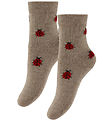 Fuzzies Socks - 2-Pack - Beige Melange w. Ladybugs