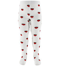 Fuzzies Strømpebukser - Off White m. Jordbær