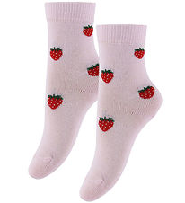 Fuzzies Socks - 2-Pack - Soft Pink w. Strawberry