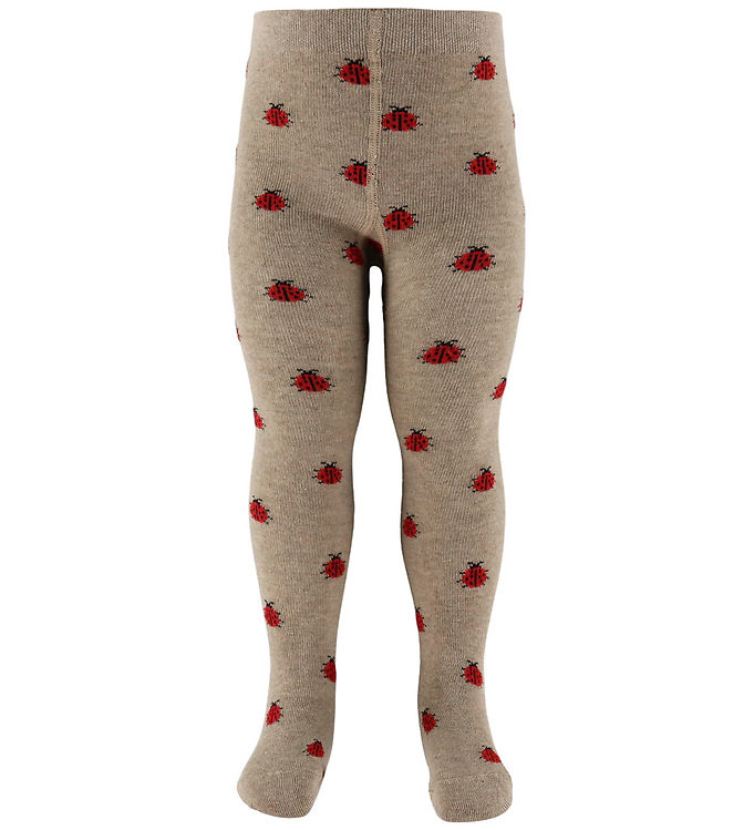 Fuzzies Strømpebukser - Beige Melange m. Mariehøns