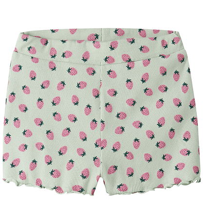 Name It Cykelshorts - Rib - NmfVemma - Pale Aqua/Strawberries