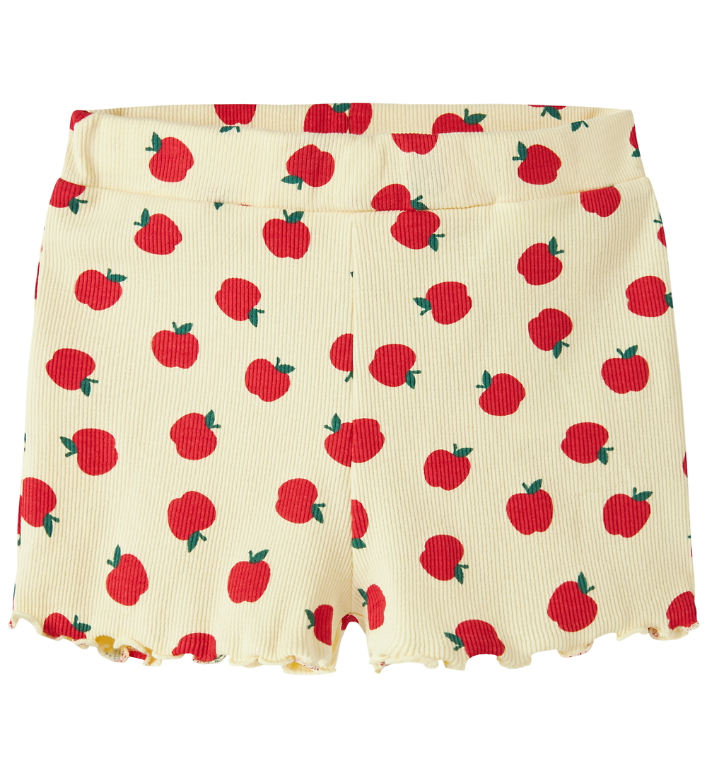 Name It Radlershorts - Rib - NmfVemma - Double Cream/Äpfel - Name It - 2 Jahre (92) - Shorts