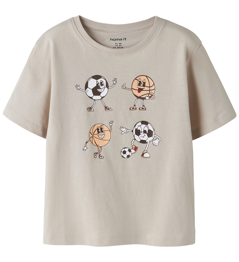Name It T-Shirt - NmmVagno - Chateau Grey/Players - Name It - 2 Jahre (92) - T-Shirts