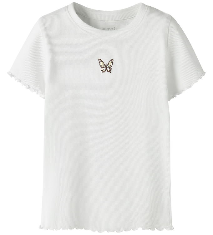 Name It T-shirt - Rib - NmfVivemma - Bright White/Butterfly