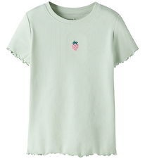 Name It T-shirt - Rib - NmfVivemma - Pale Aqua/Strawberries