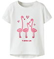 Name It T-shirt - NmfVix - Bright White/Flamingo Love