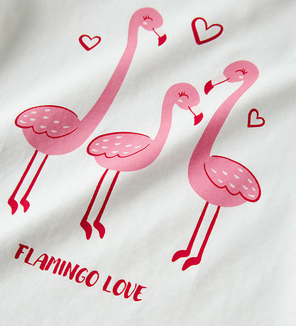 Name It T-shirt - NmfVix - Bright White/Flamingo Love