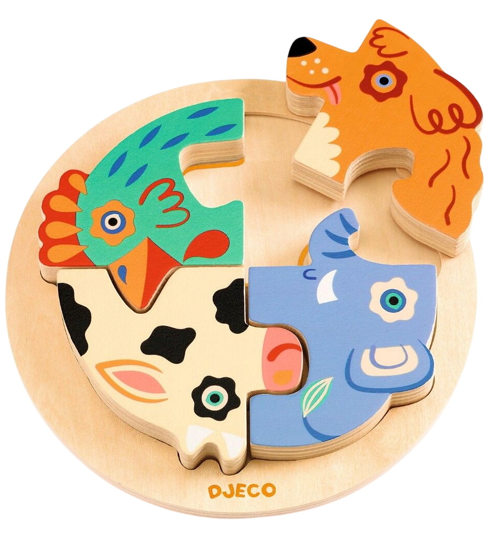Djeco Puzzlespiel - Holz - 4 Teile - Rondo Dog - Djeco - One Size - Puzzlespiele