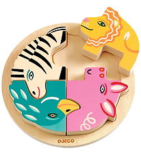 Djeco Puslespil - Træ - 4 Brikker - Rondo Leo