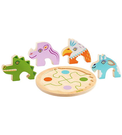 Djeco Puslespil - Træ - 4 Brikker - Rondo Croco