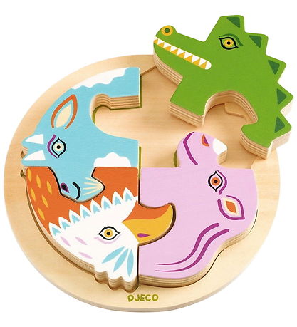 Djeco Puslespil - Træ - 4 Brikker - Rondo Croco
