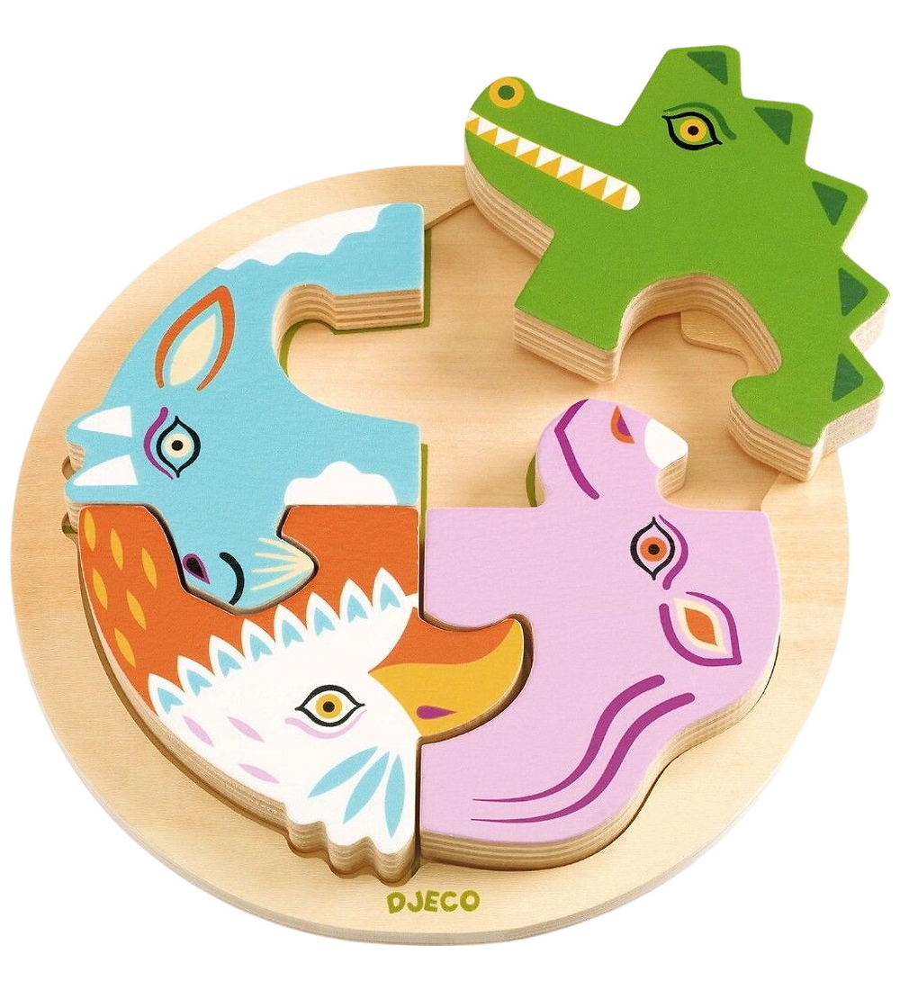 Djeco Puzzlespiel - Holz - 4 Teile - Rondo Croco - Djeco - One Size - Puzzlespiele