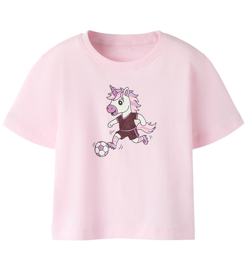 Name It T-Shirt - NbfHenrina - Flushing Pink m. Glitzer - Name It - 2 Jahre (92) - T-Shirts