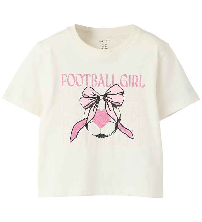 Name It T-shirt - NmfHinny - Cloud Dancer m. Glimmer