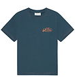 Les Deux T-shirt - Contrast - Dark Blue Denim m. Orange