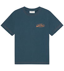 Les Deux T-shirt - Contrast - Dark Blue Denim m. Orange