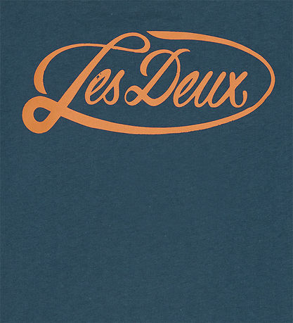Les Deux T-shirt - Contrast - Dark Blue Denim m. Orange