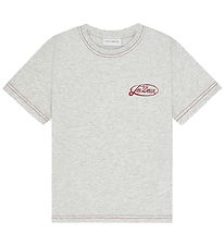 Les Deux T-shirt - Contrast - Snow Melange m. Mørk Rød