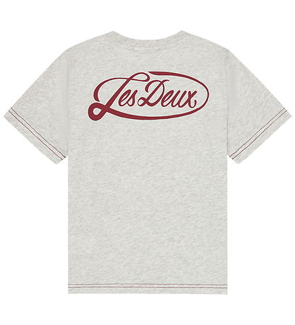 Les Deux T-shirt - Contrast - Snow Melange m. Mørk Rød
