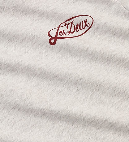 Les Deux T-shirt - Contrast - Snow Melange m. Mørk Rød