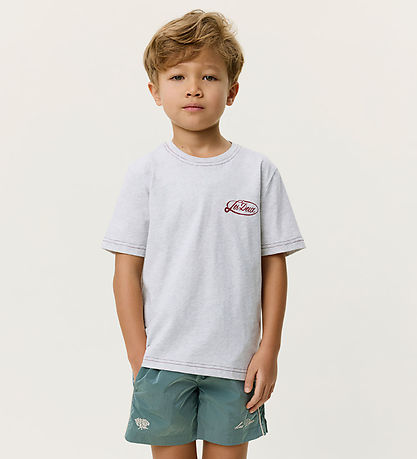 Les Deux T-shirt - Contrast - Snow Melange m. Mørk Rød