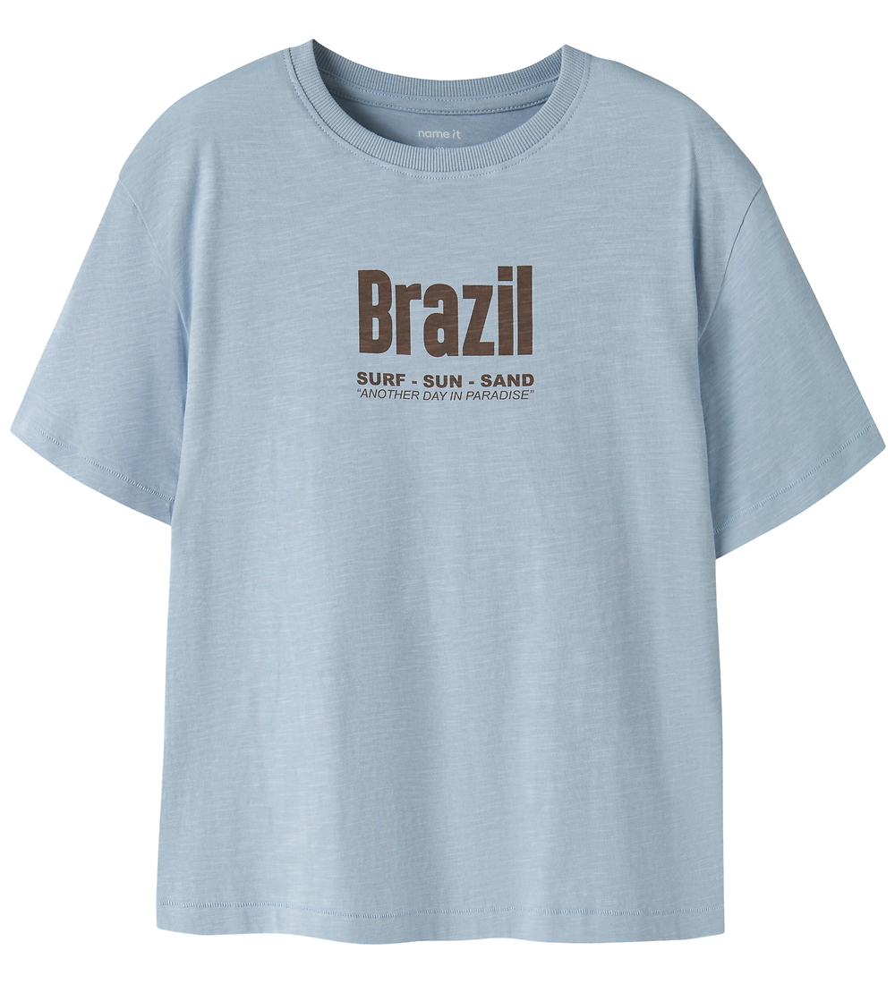 Name It T-Shirt - NkmHansi - Blue Nebel - Name It - 11-12 Jahre (146-152) - T-Shirts
