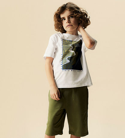 Name It T-shirt - 2-pak - NkmHansy - Bright White/Swamp