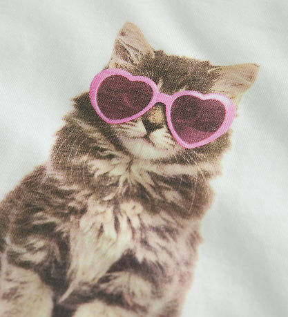 Name It T-shirt - NmfVotia - Bright White/Sunglasses Cat