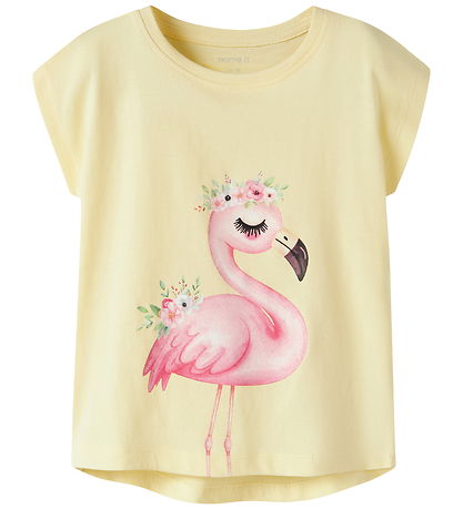Name It T-shirt - NmfVotia - Double Cream/Flamingo