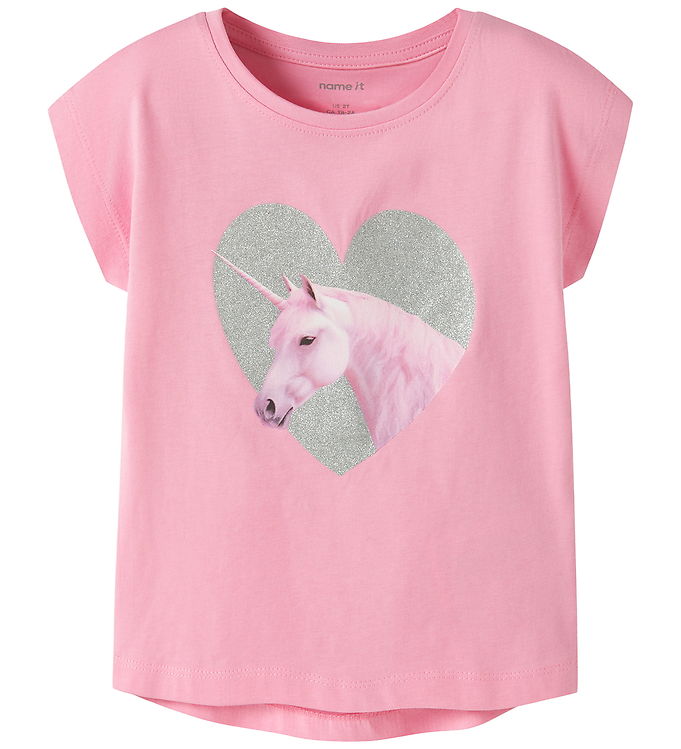 Name It Votia - Børne T-shirt - Pink Drink Glitter Unicorn - 92