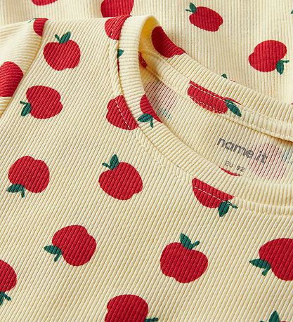 Name It Kjole - Rib - NmfVemma - Double Cream/Apples